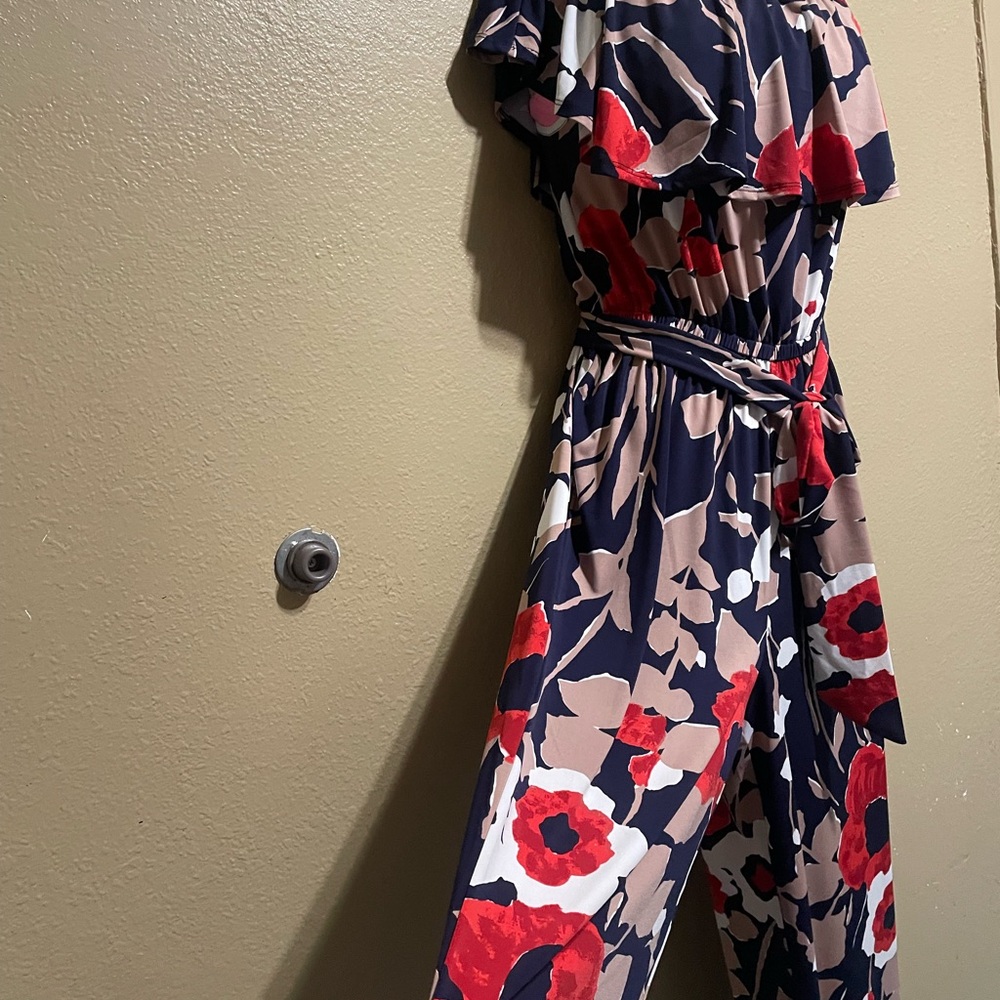 Trina Turk Black and Red Floral Jumpsuit New - Picture 2 of 11